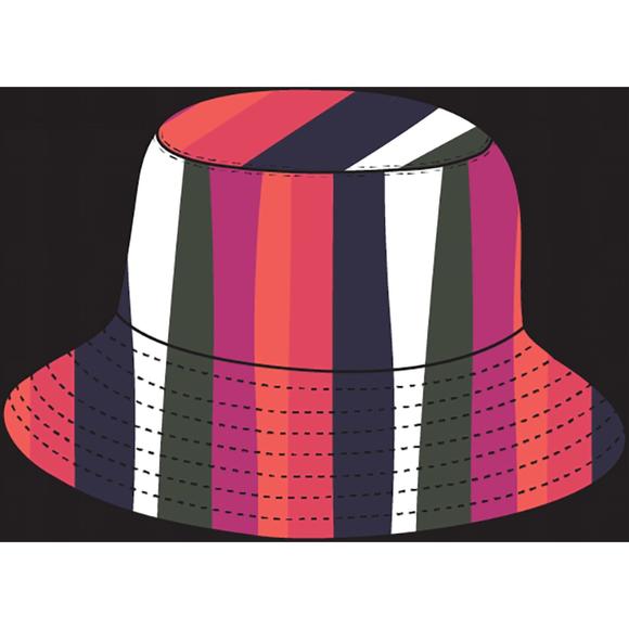 NEW KRIMSON KLOVER reversible bucket hat in prism stripe/coral floral - Picture 3 of 3